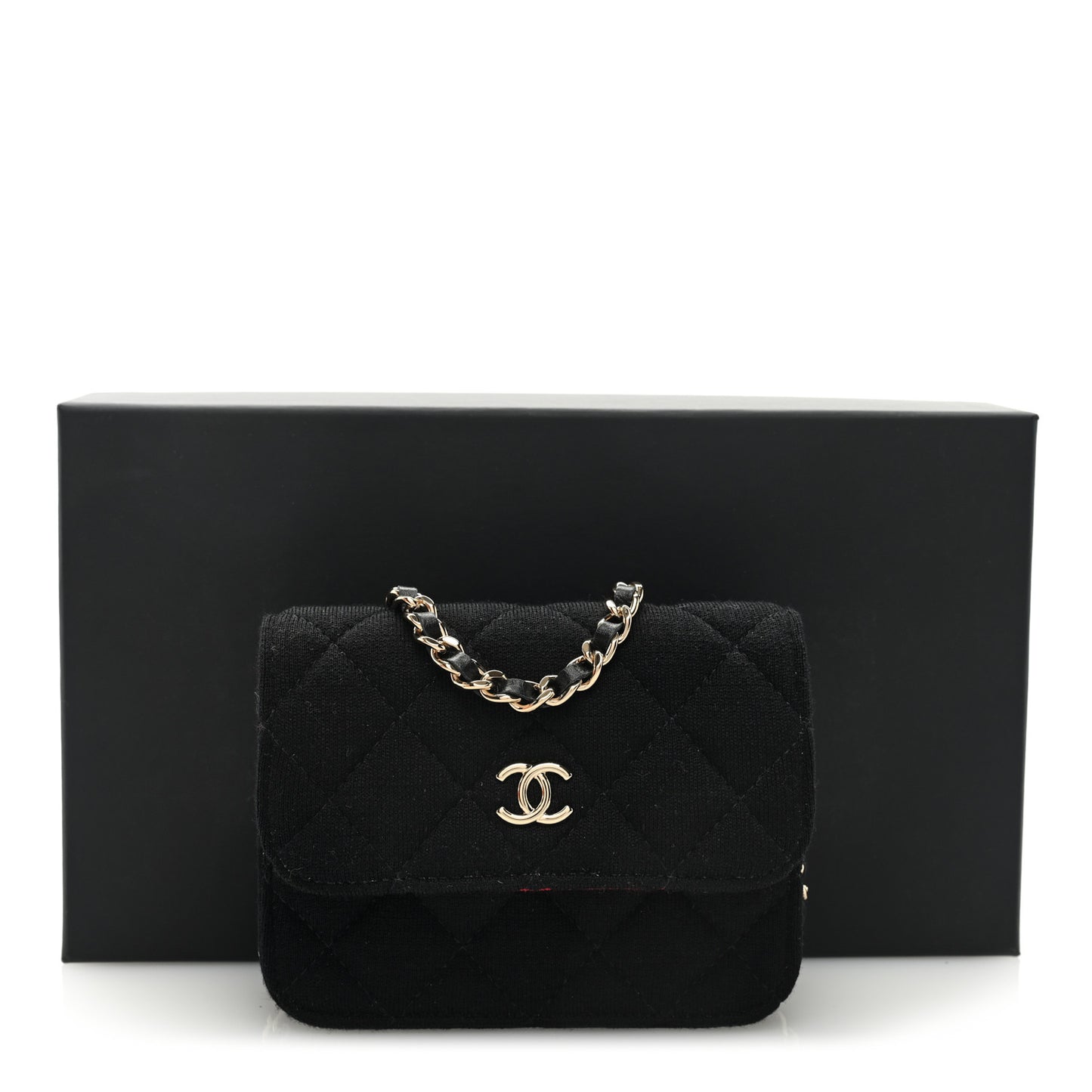 Jersey Quilted Micro Mini Flap Black