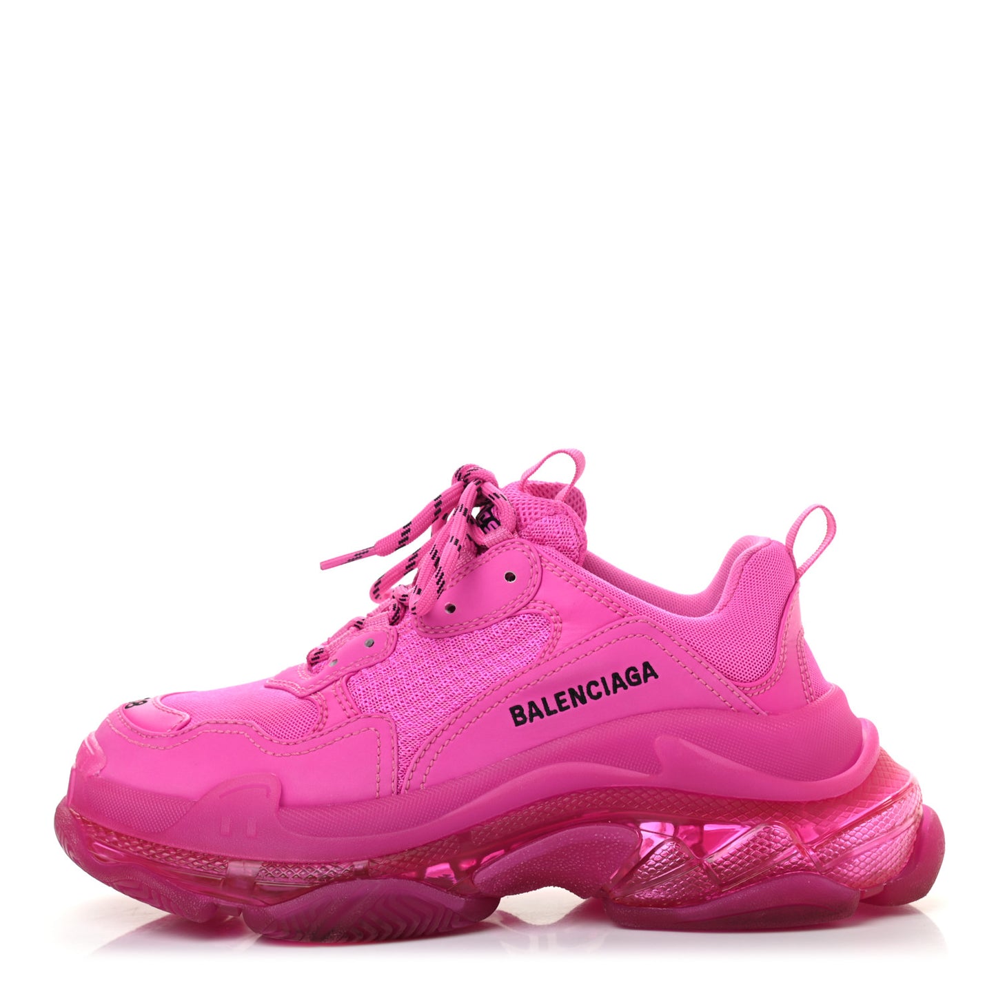 Fabric Mesh Clear Sole Fluo Womens Triple S Sneakers 38 Pink
