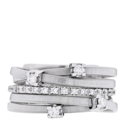 Marco Bicego 18K White Gold Diamond Five Strand Goa Ring 53 6.25 1 of 6