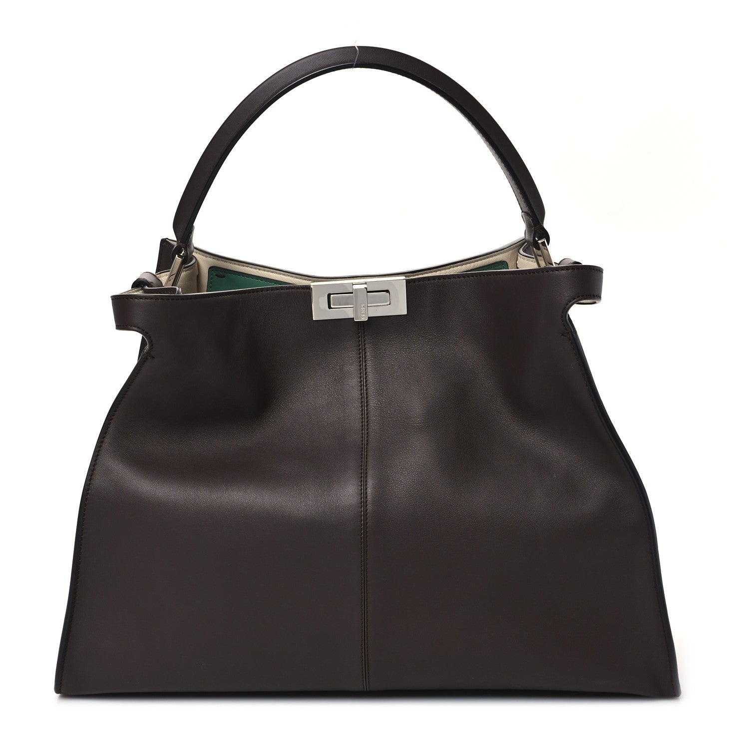 Fendi Vitello Seta Glazed Fabric FF 1974 Large Peekaboo X-Lite Maya 1 of 12