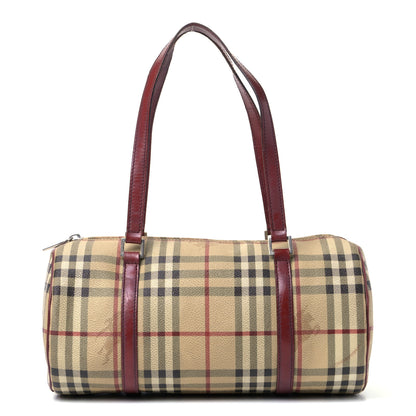 Burberry Haymarket Check Barrel Bag Brown 1 of 5