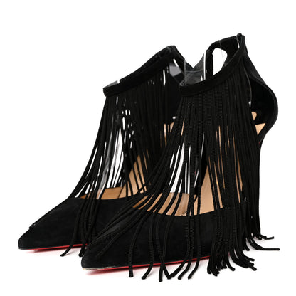 Christian Louboutin Veau Velours Fringe Courtain 100 Pumps 40 Black 3 of 10