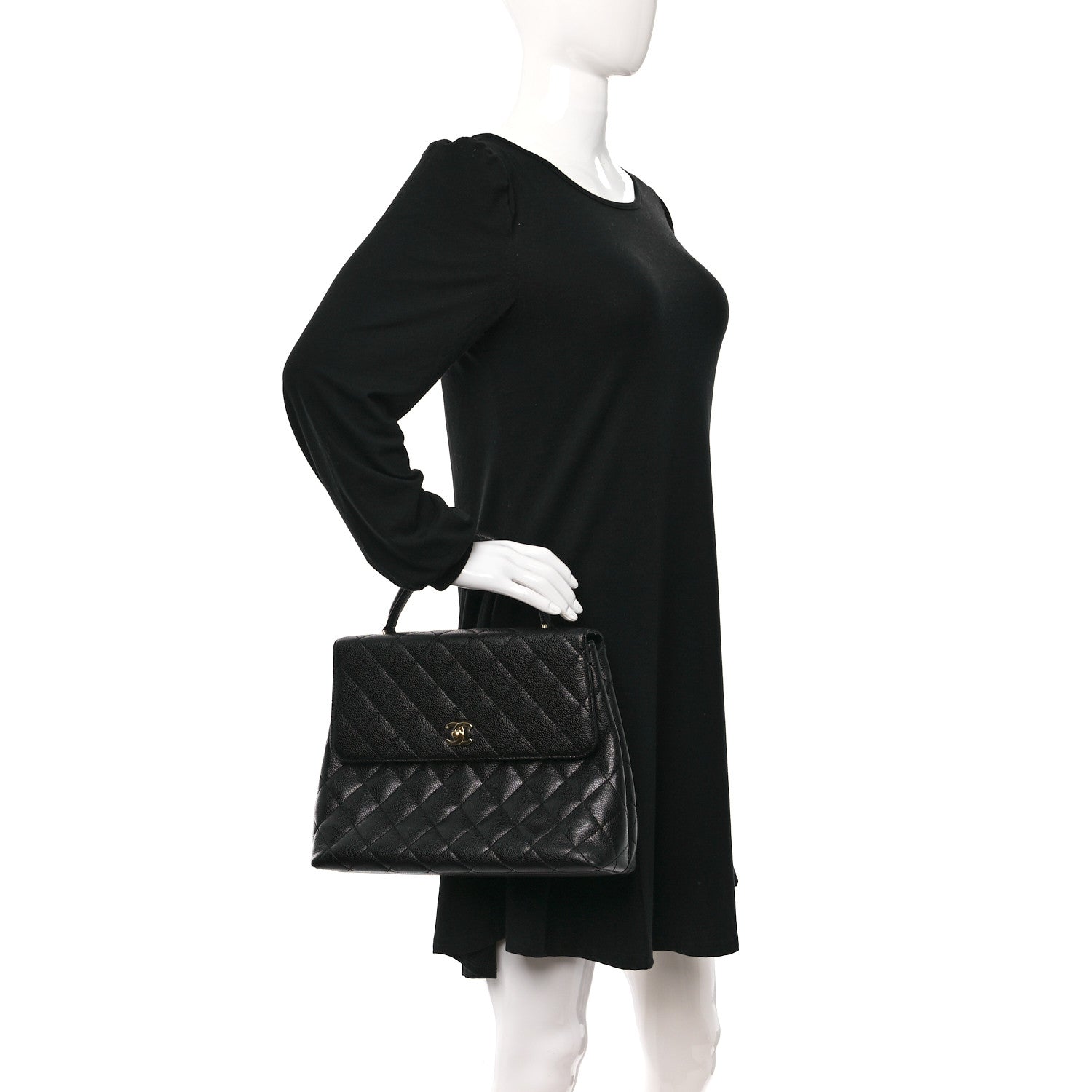 Chanel Caviar Quilted Jumbo Kelly Flap Black 2 of 9