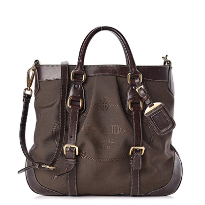 Prada Jacquard Logo Tote Brown 1 of 12