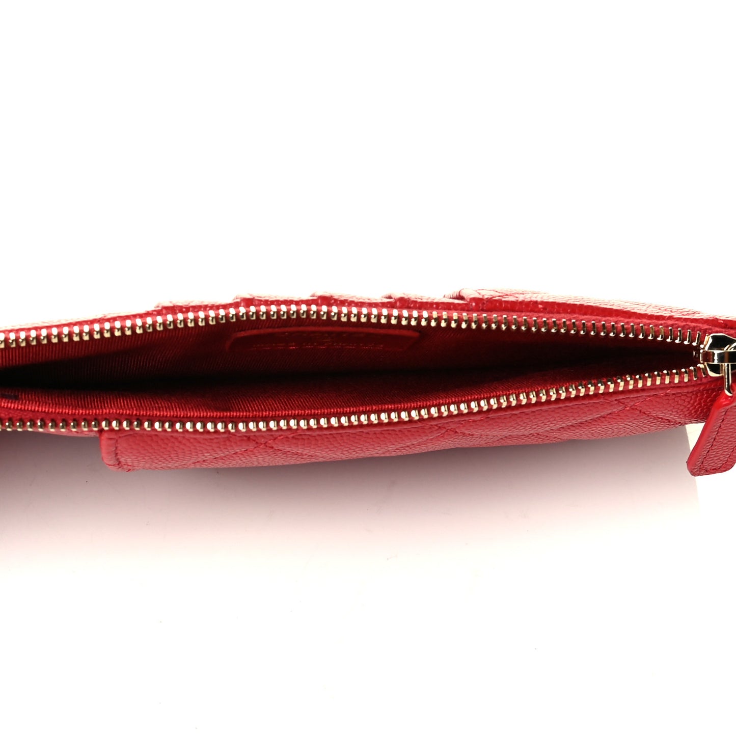 Caviar Quilted Classic Flat Wallet Pouch Red