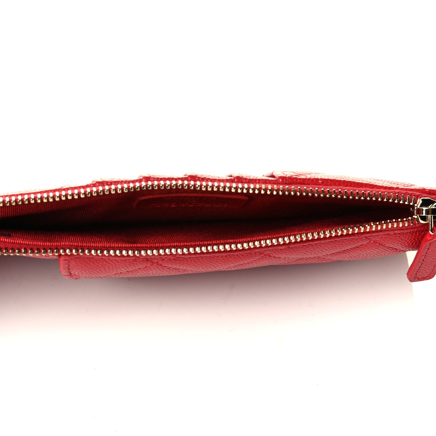 Chanel Caviar Quilted Classic Flat Wallet Pouch Red 4 of 5