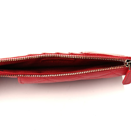 Chanel Caviar Quilted Classic Flat Wallet Pouch Red 4 of 5