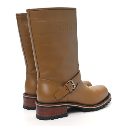 Christian Dior Calfskin Embossed Dior Quest 35mm Biker Boots 38.5 Natural 4 of 9