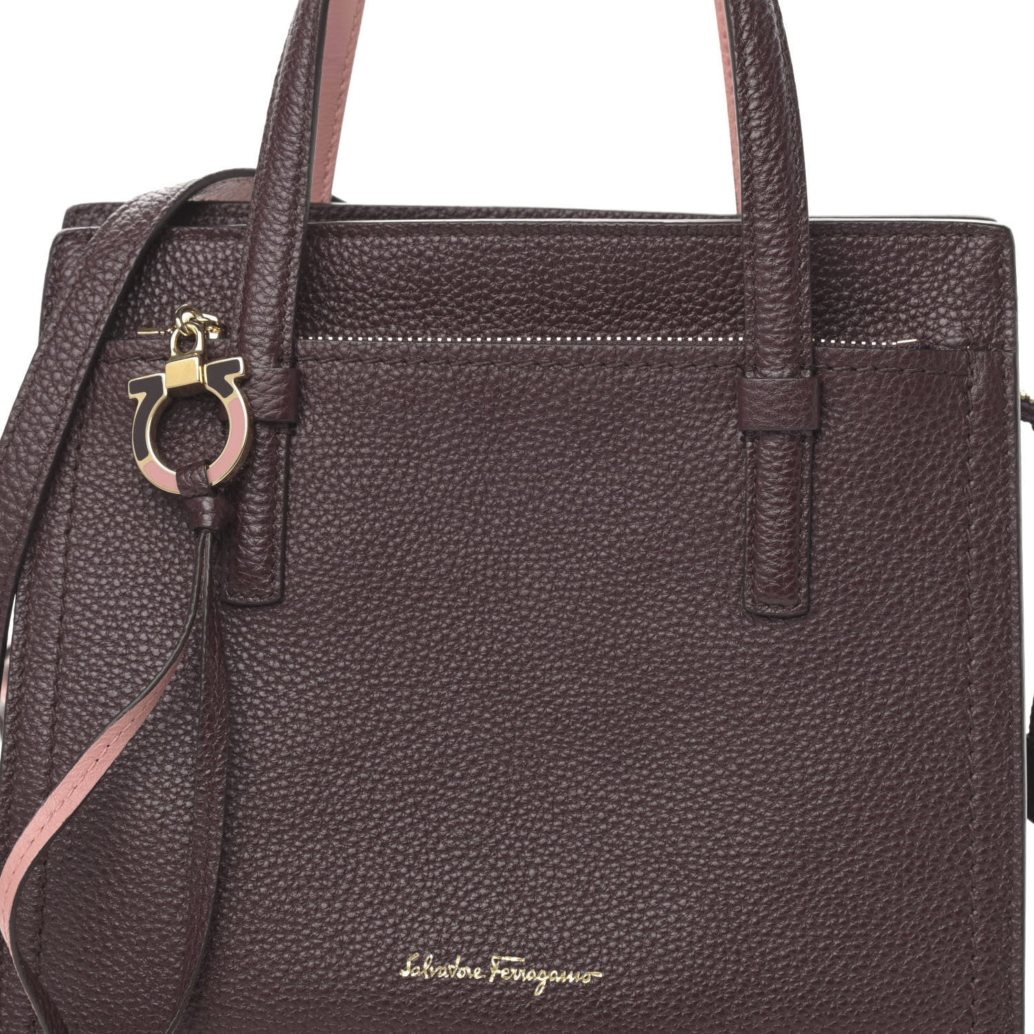 Salvatore Ferragamo Hammered Calfskin Double Handle Small Amy Tote Red 8 of 10