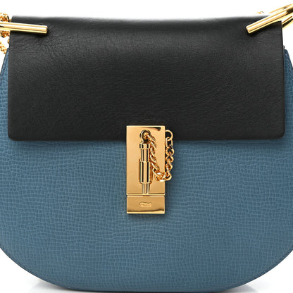 Chloe Grained Calfskin Lambskin Mini Bi-Color Drew Shoulder Bag Blue Black 7 of 10