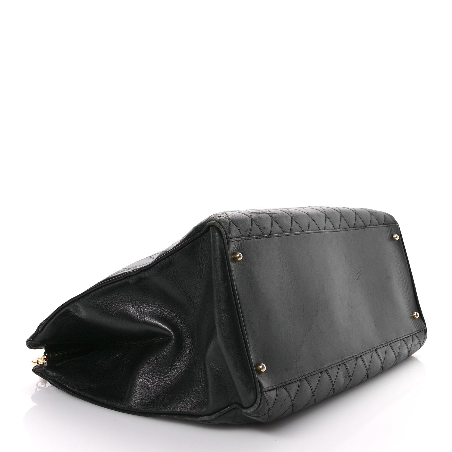 Chanel Calfskin Stitched XL Weekender Black 4 of 13