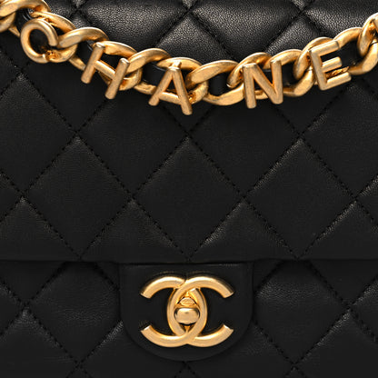 Chanel Lambskin Quilted Chaine Lettre Flap Black 7 of 11