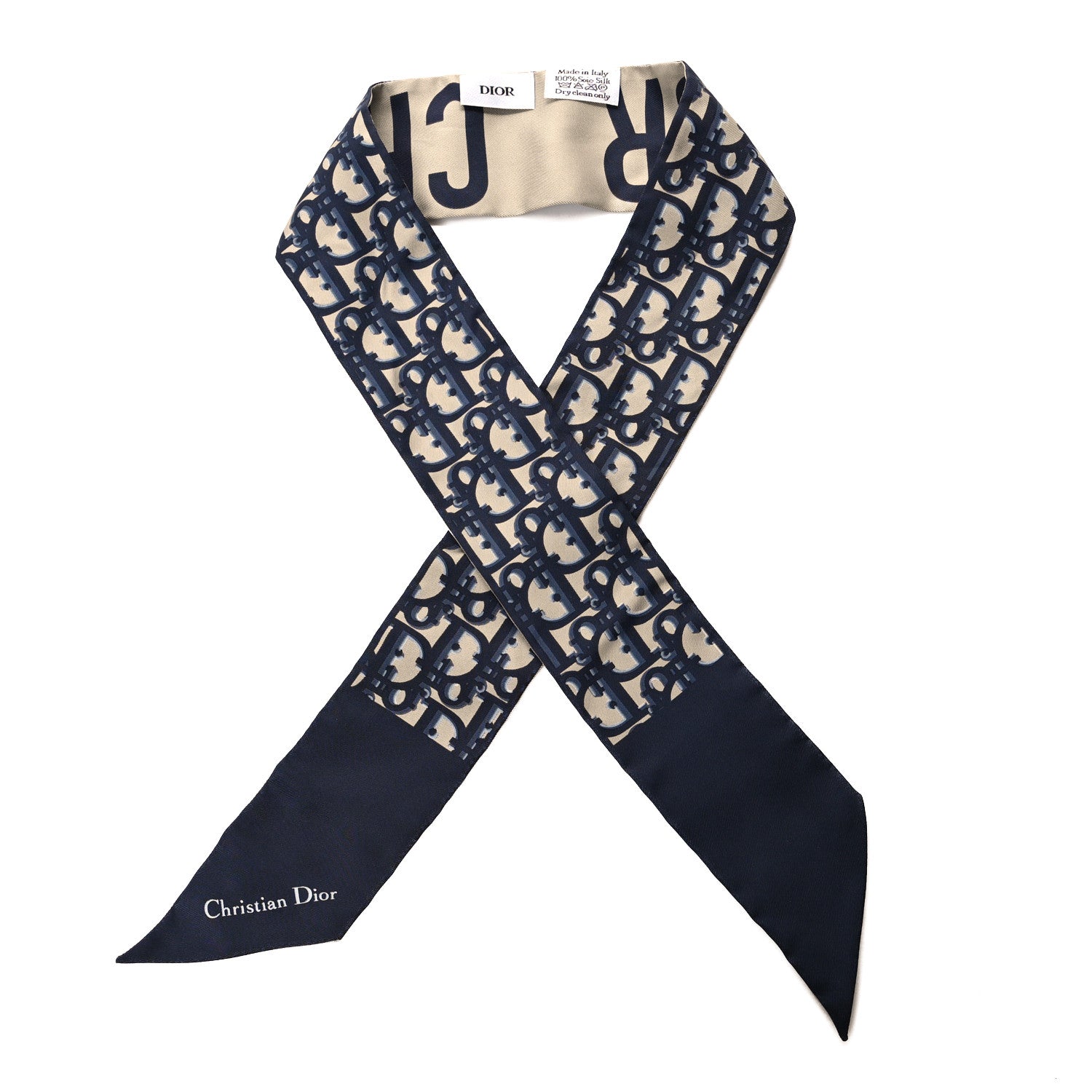 Christian Dior Silk Oblique Mitzah Scarf Blue 1 of 3