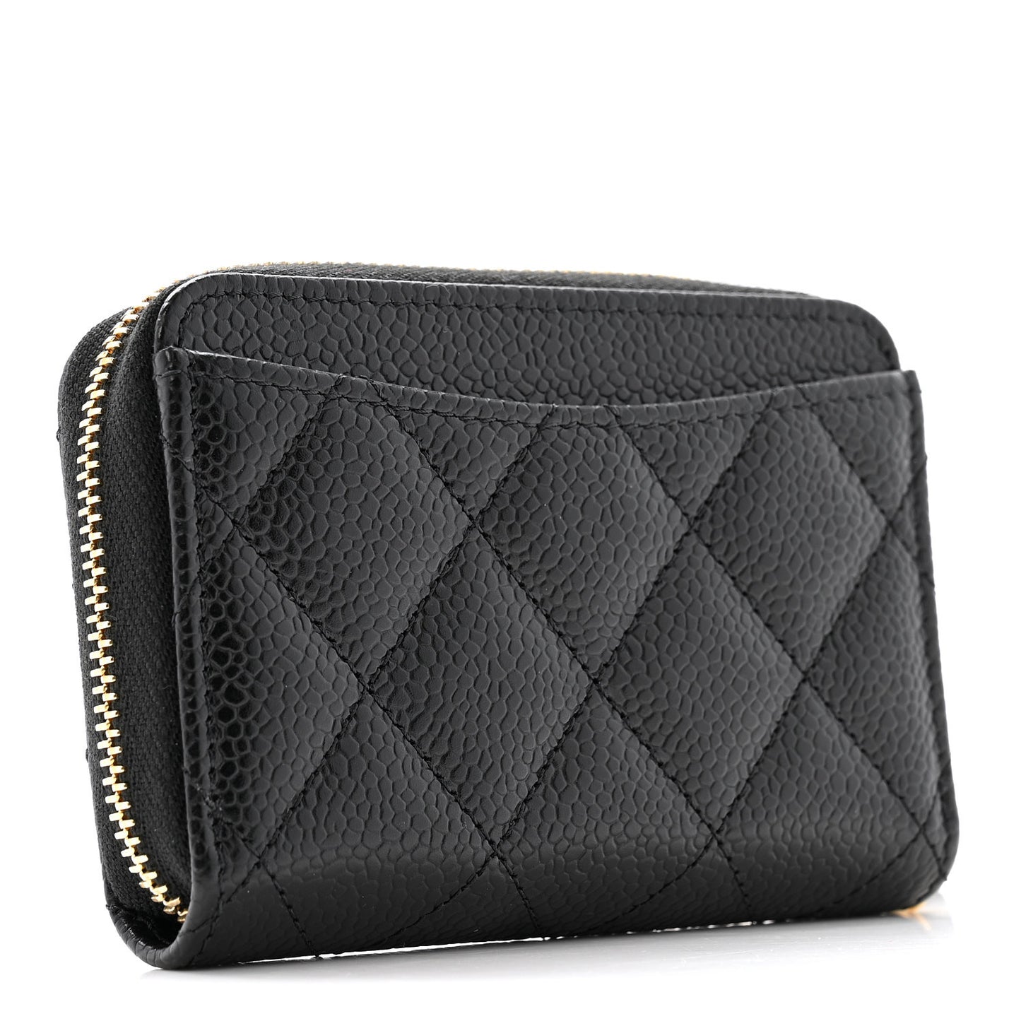 Caviar Quilted Zip Coin Purse Black