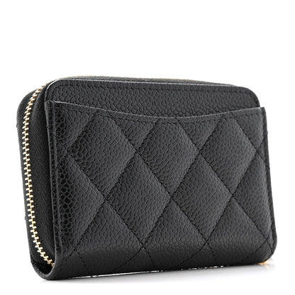 Chanel Caviar Quilted Zip Coin Purse Black 3 of 10