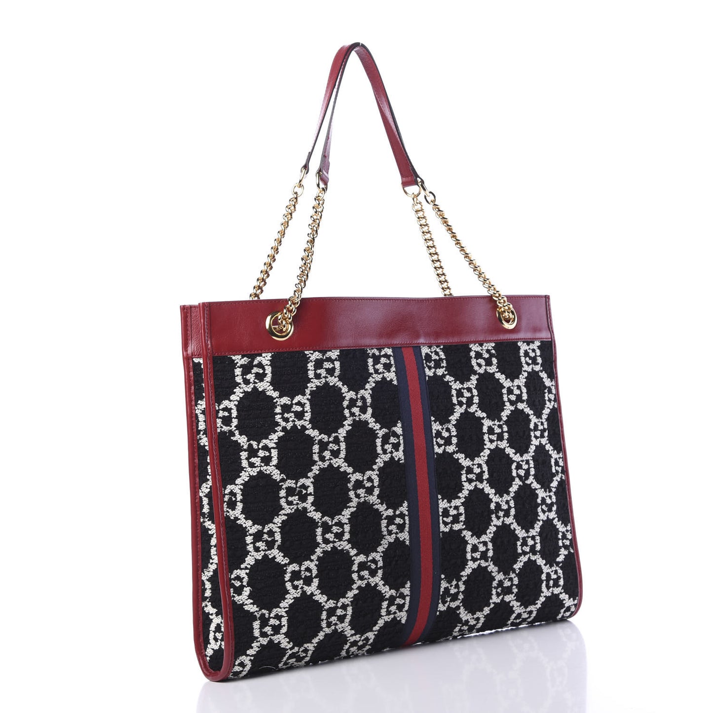 Tweed GG Monogram Large Rajah Chain Tote Romantic Cherry Black White
