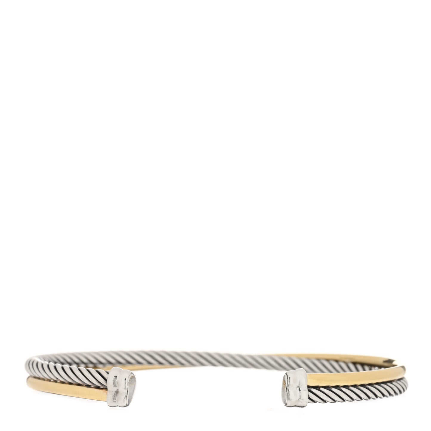 Sterling Silver 18K Yellow Gold 3mm Crossover Cuff Bracelet