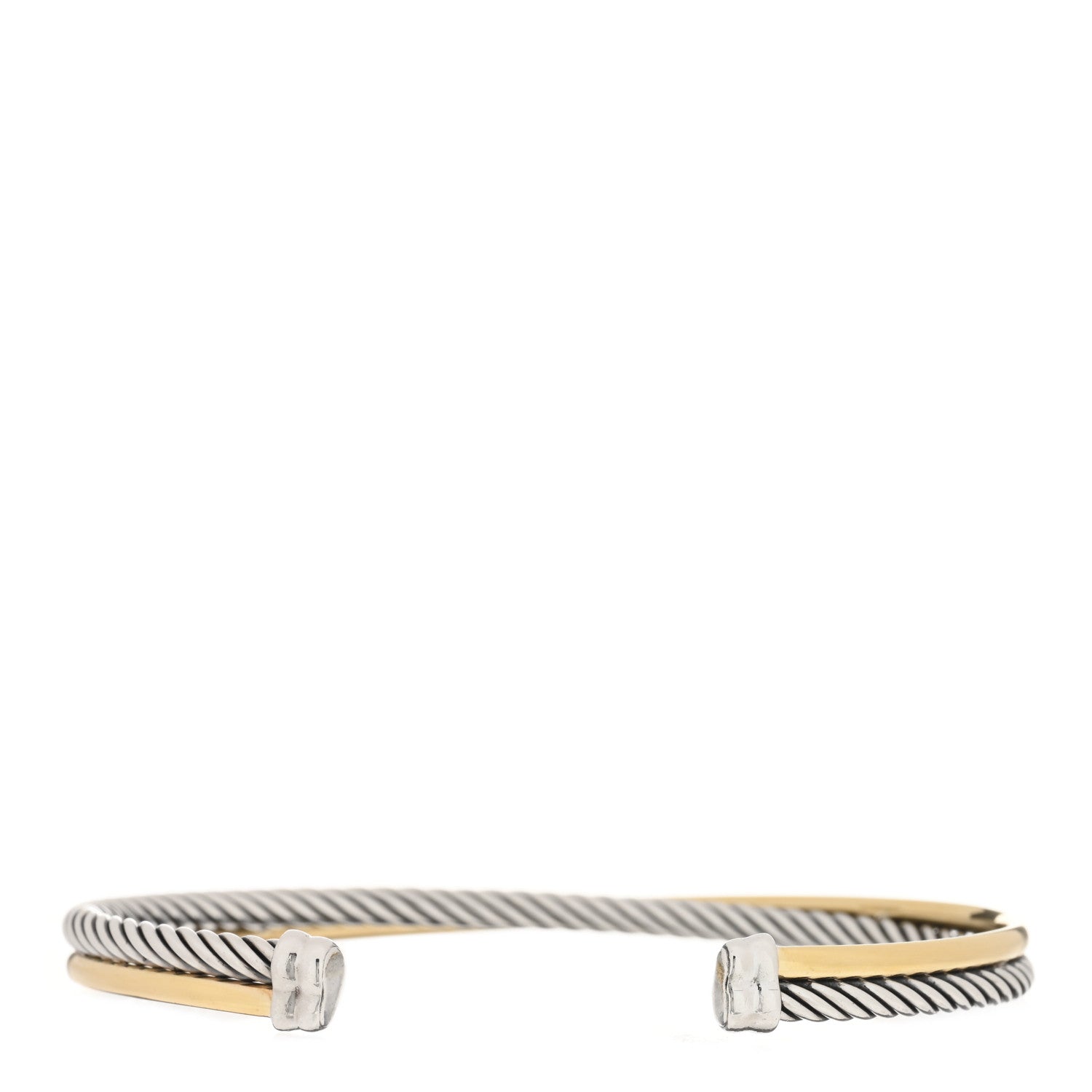 David Yurman Sterling Silver 18K Yellow Gold 3mm Crossover Cuff Bracelet 2 of 3