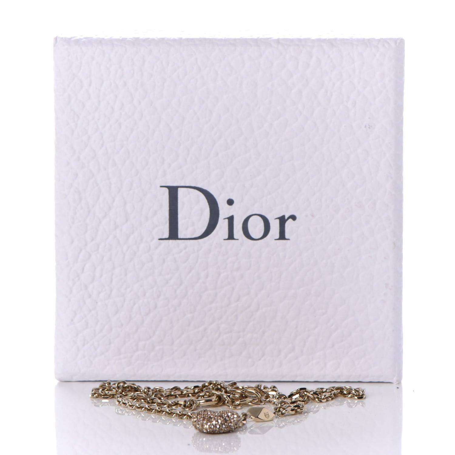 Christian Dior Metal Crystal Logo Heart Pendant Necklace Gold 6 of 6