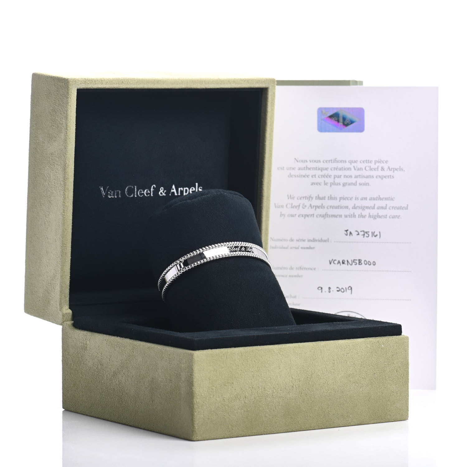 Van Cleef & Arpels 18K White Gold Perlee Signature Bangle Bracelet M 5 of 5