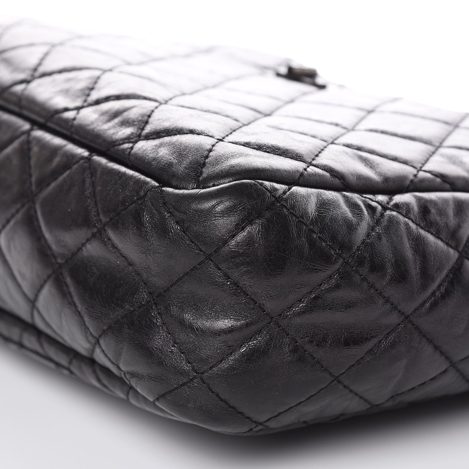 Chanel Metallic Aged Calfskin Quilted Large Reissue Camera Case Black 12 of 14