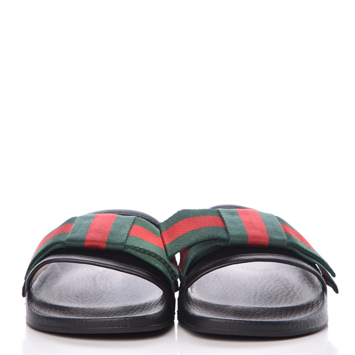 Satin Web Bow Slide Sandals 37 Black