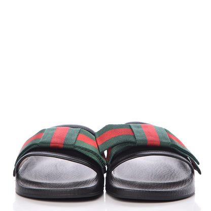 Gucci Satin Web Bow Slide Sandals 37 Black 2 of 8