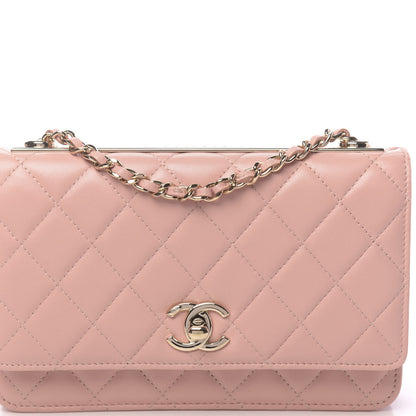 Chanel Lambskin Quilted Trendy CC Wallet On Chain WOC Pink 12 of 13