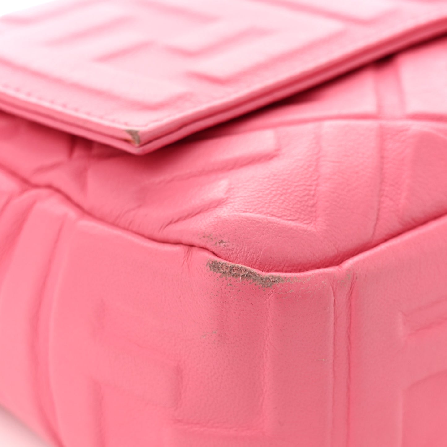 Nappa FF 1974 Embossed Baguette Rosa Fluo