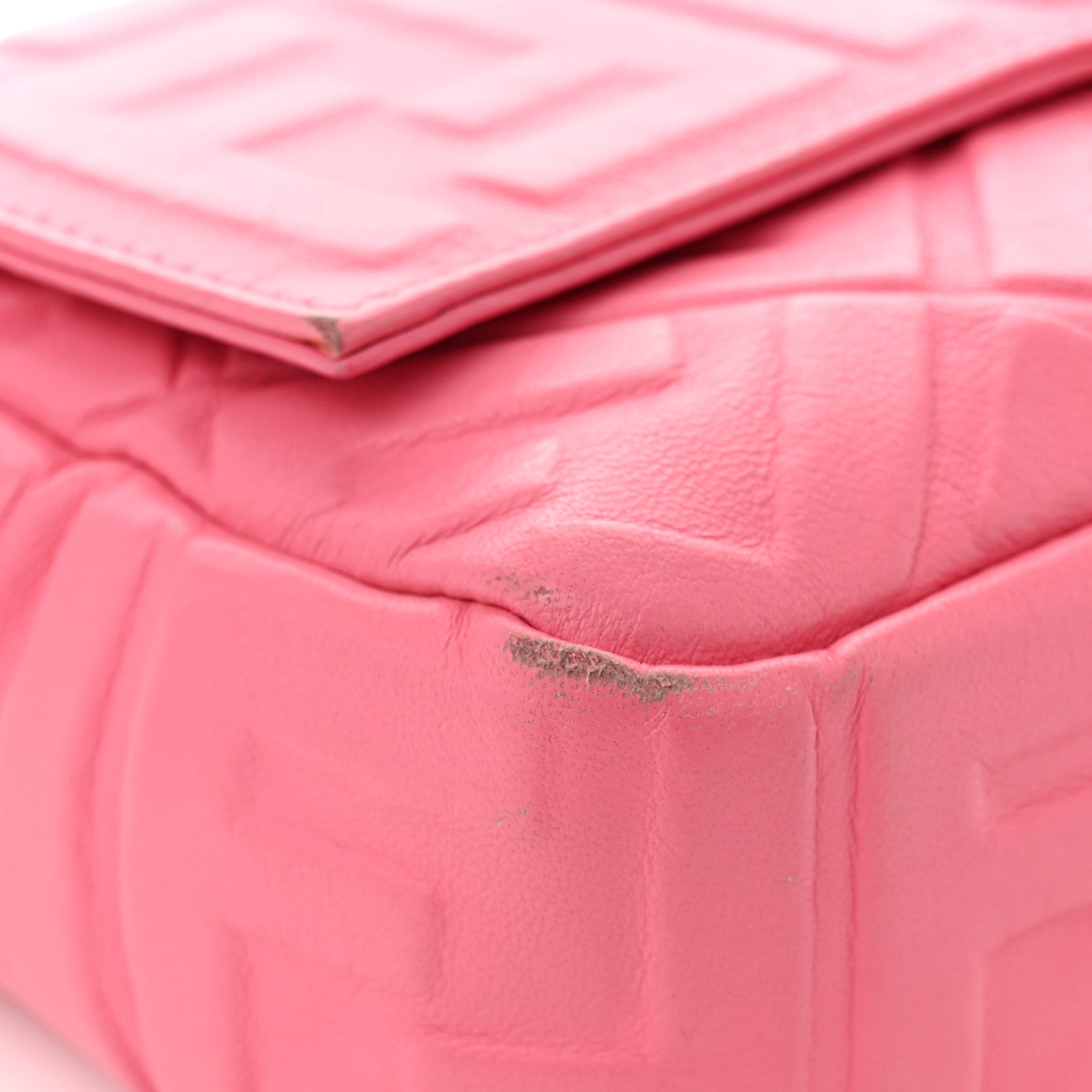 Fendi Nappa FF 1974 Embossed Baguette Rosa Fluo 11 of 12