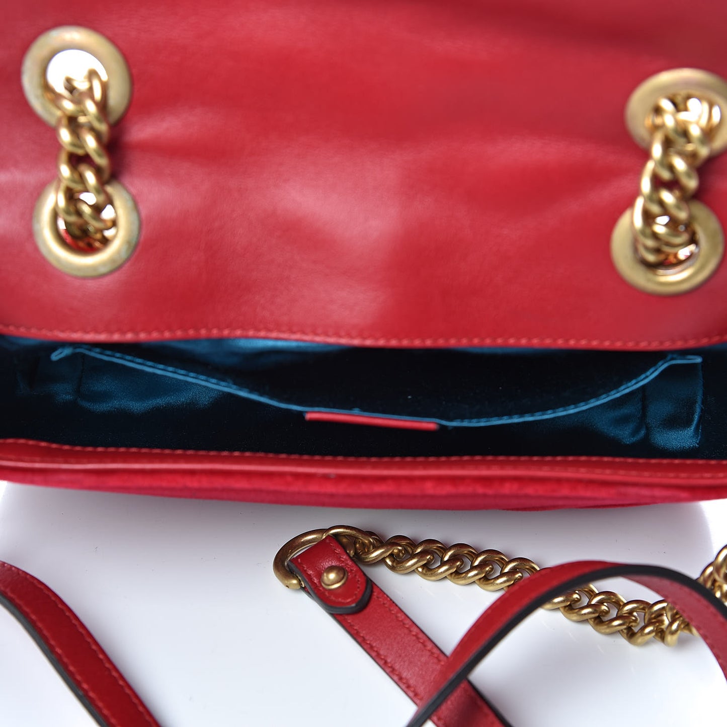 Velvet Matelasse Mini GG Marmont Shoulder Bag Hibiscus Red