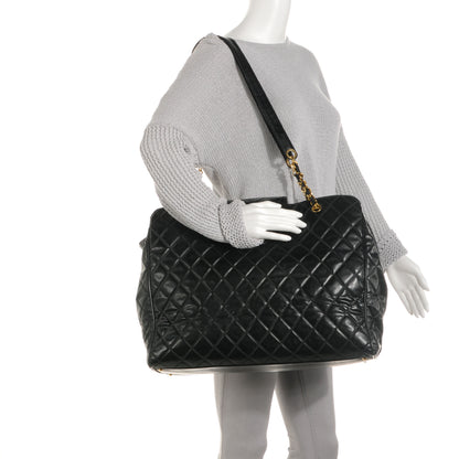 Chanel Vinyl Stitched XL Weekender Black 2 of 8