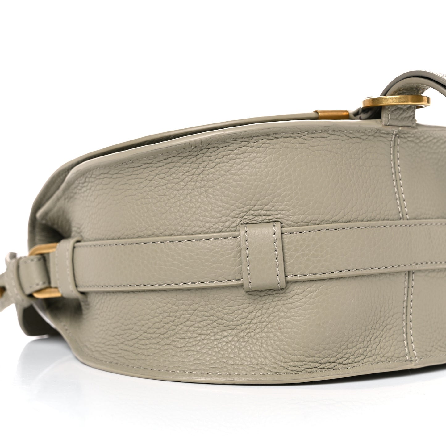 Calfskin Embroidery Mini Marcie Round Crossbody Bag Slate Green
