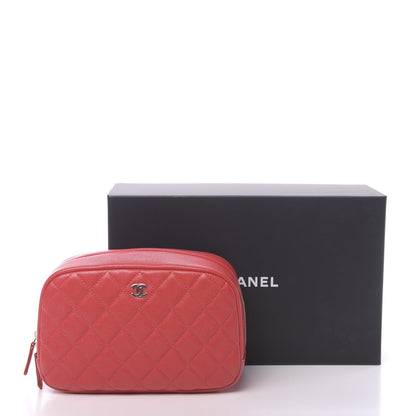 Chanel Caviar Quilted Medium Curvy Pouch Cosmetic Case Red 11 of 11