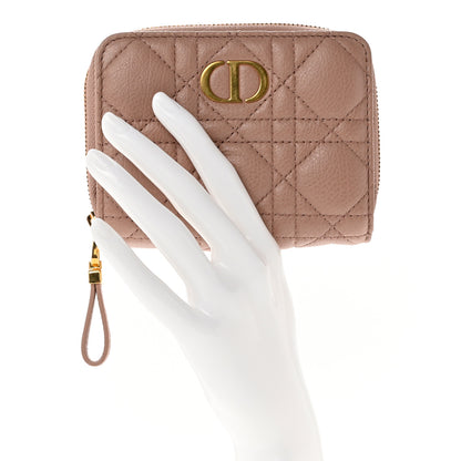 Christian Dior Grained Calfskin Supple Cannage Caro Scarlet Zipped Wallet Rose Des Vents 2 of 7