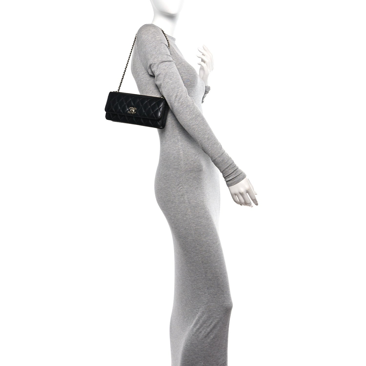 Chanel Lambskin Quilted Trendy CC Long Clutch With Chain Black 2 of 10