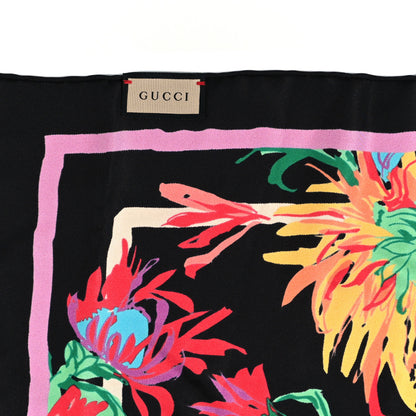 Gucci X KEN SCOTT Silk Twill Jenni Square Scarf Black Pink 3 of 4