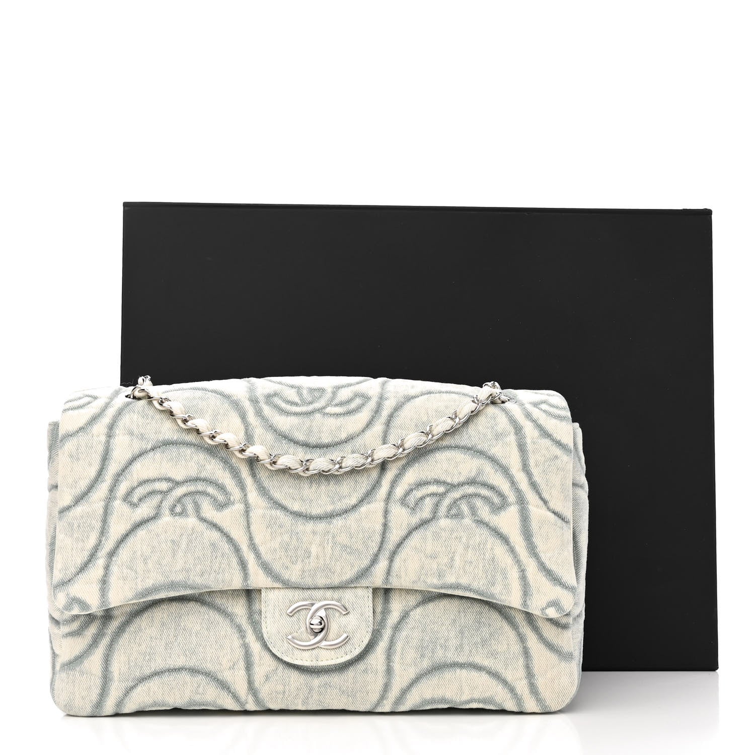 Chanel Denim Embossed CC Logo Print Jumbo Single Flap Blue 13 of 13