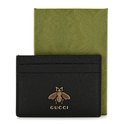 Gucci Pebbled Calfskin Animalier Card Holder Black 7 of 7