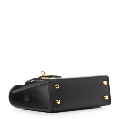 Hermes Tadelakt Mini Kelly Twilly Bag Charm Black 3 of 6