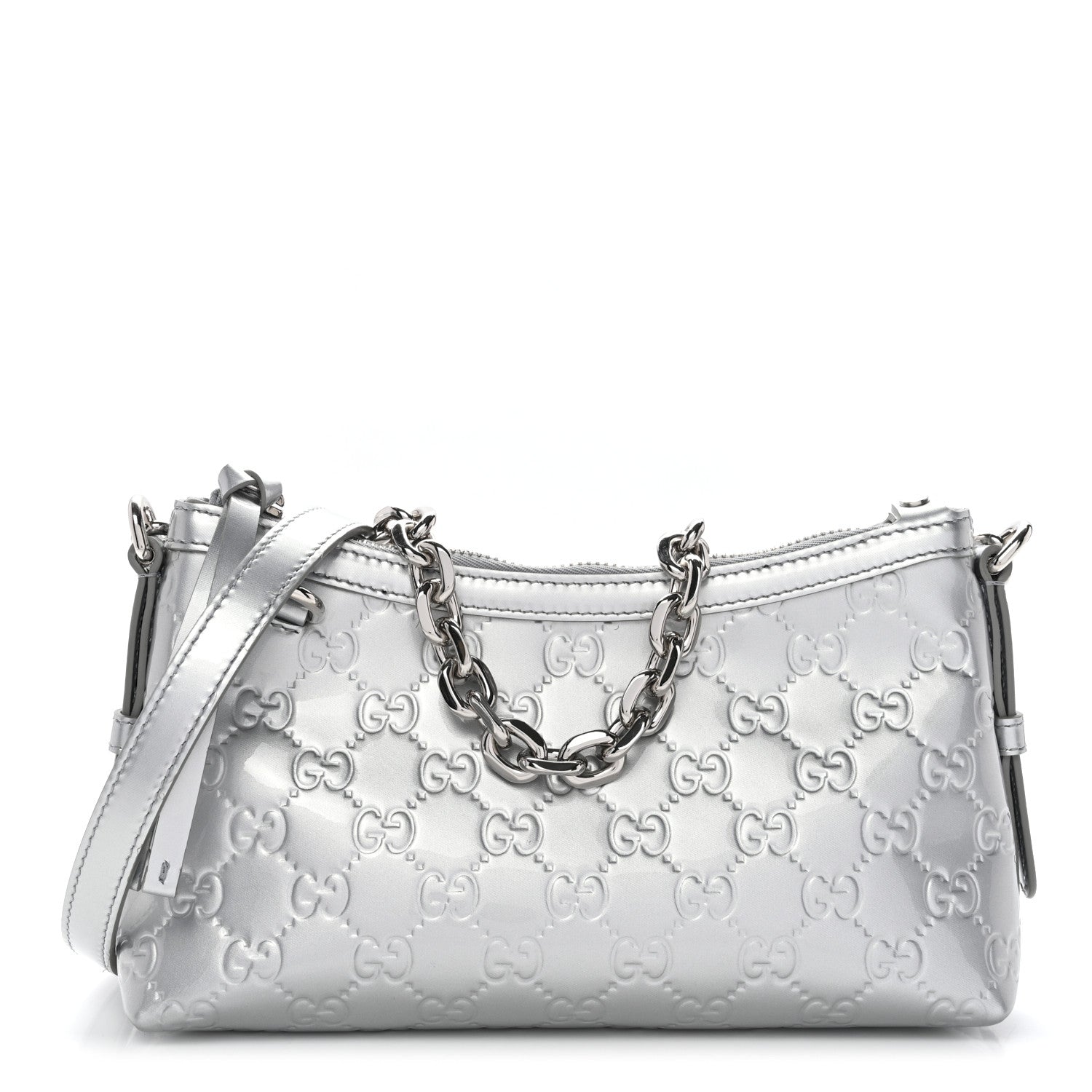 Gucci Shine Guccissima Emblem Small Shoulder Bag Silver 1 of 11