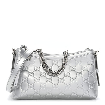 Gucci Shine Guccissima Emblem Small Shoulder Bag Silver 1 of 11