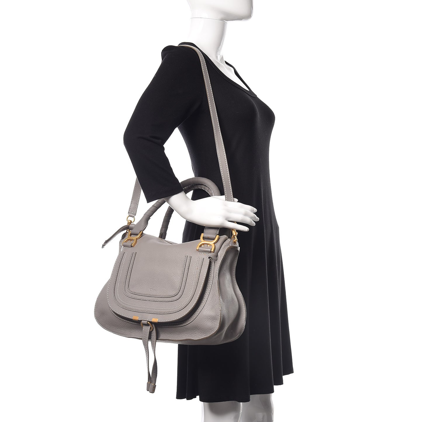 Calfskin Medium Marcie Satchel Cashmere Grey