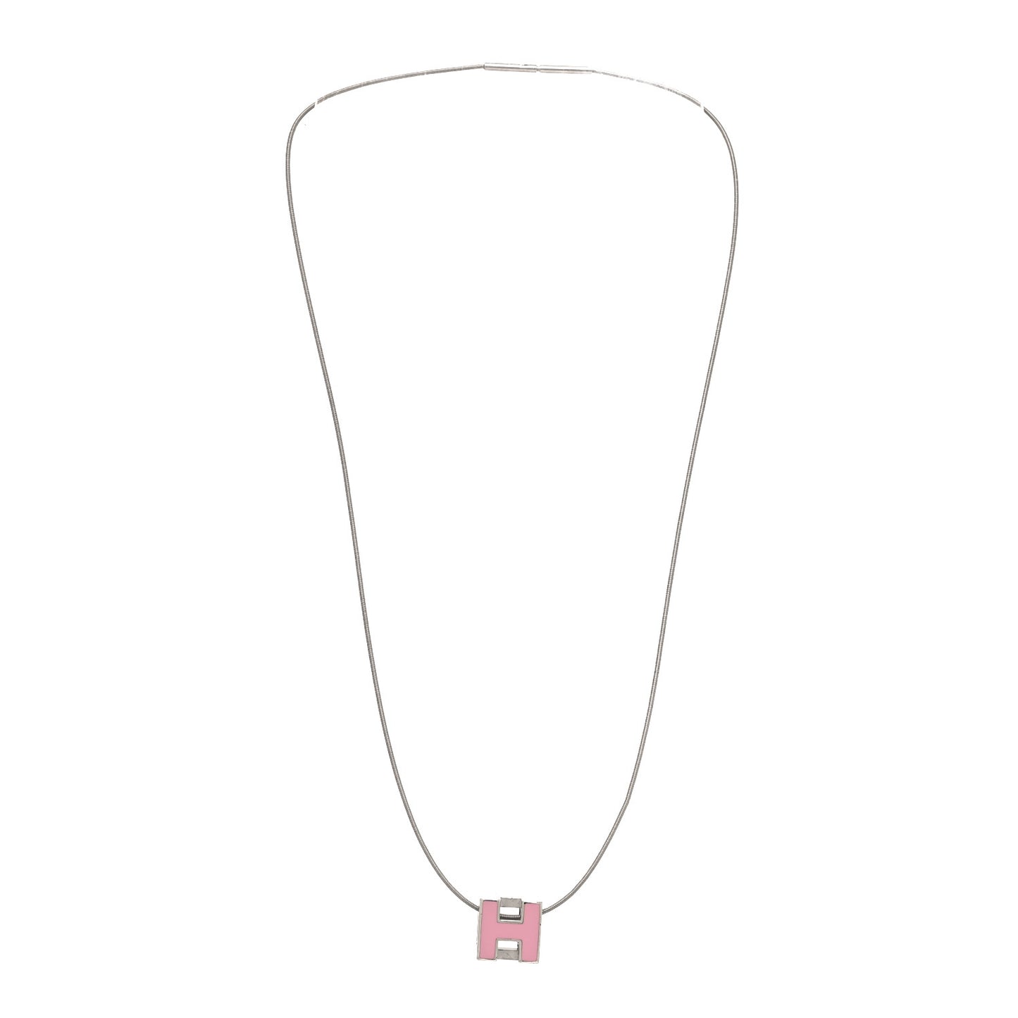 Palladium Lacquered Cage d'H Pendant Necklace Rose Dragee