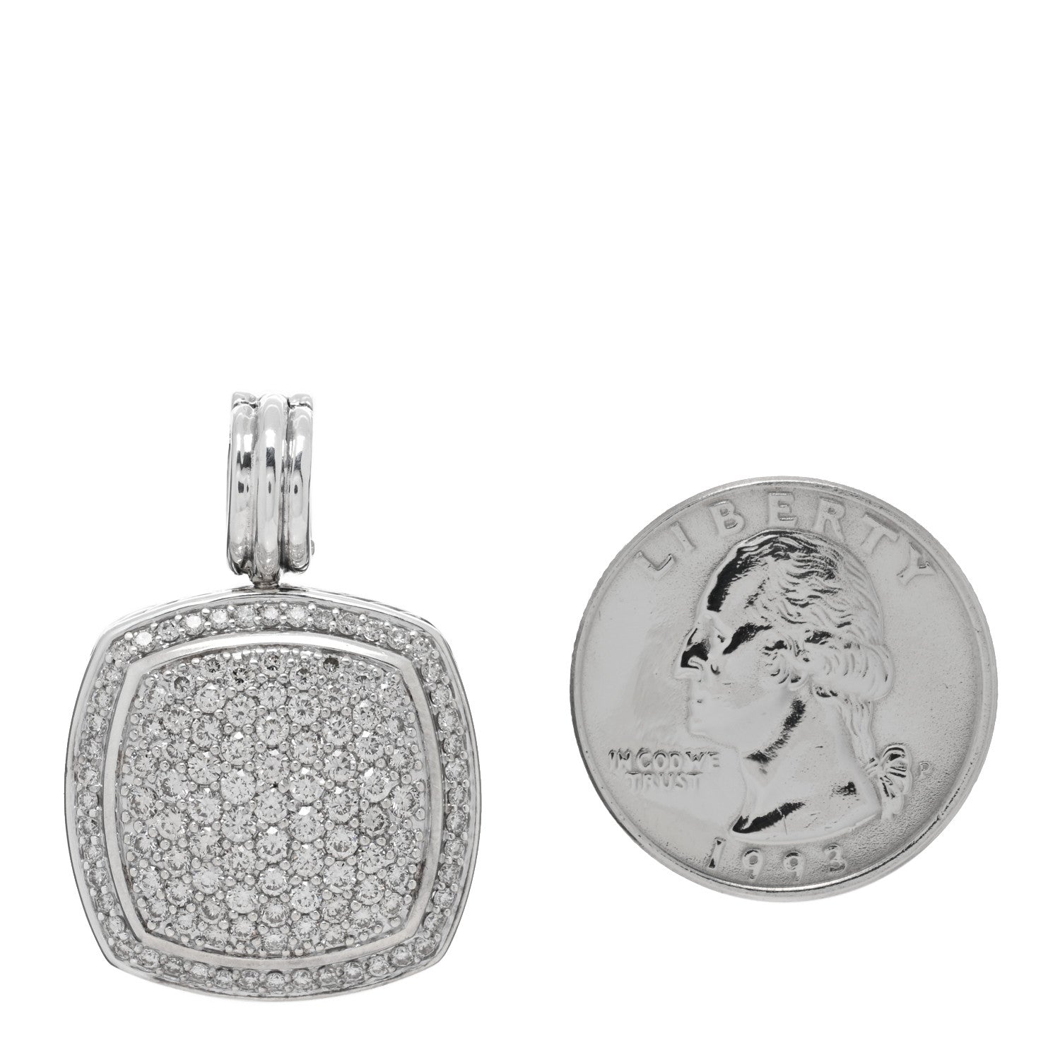 David Yurman Sterling Silver Diamond 17mm Albion Enhancer Pendant 2 of 3
