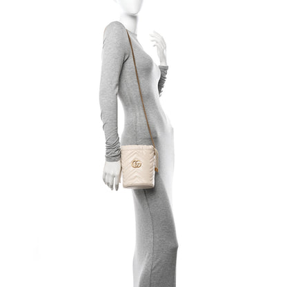Gucci Calfskin Matelasse Mini GG Marmont 2.0 Bucket Bag White 2 of 15