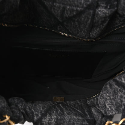 Chanel Washed Denim Quilted Maxi Bow Bag Black 5 of 10
