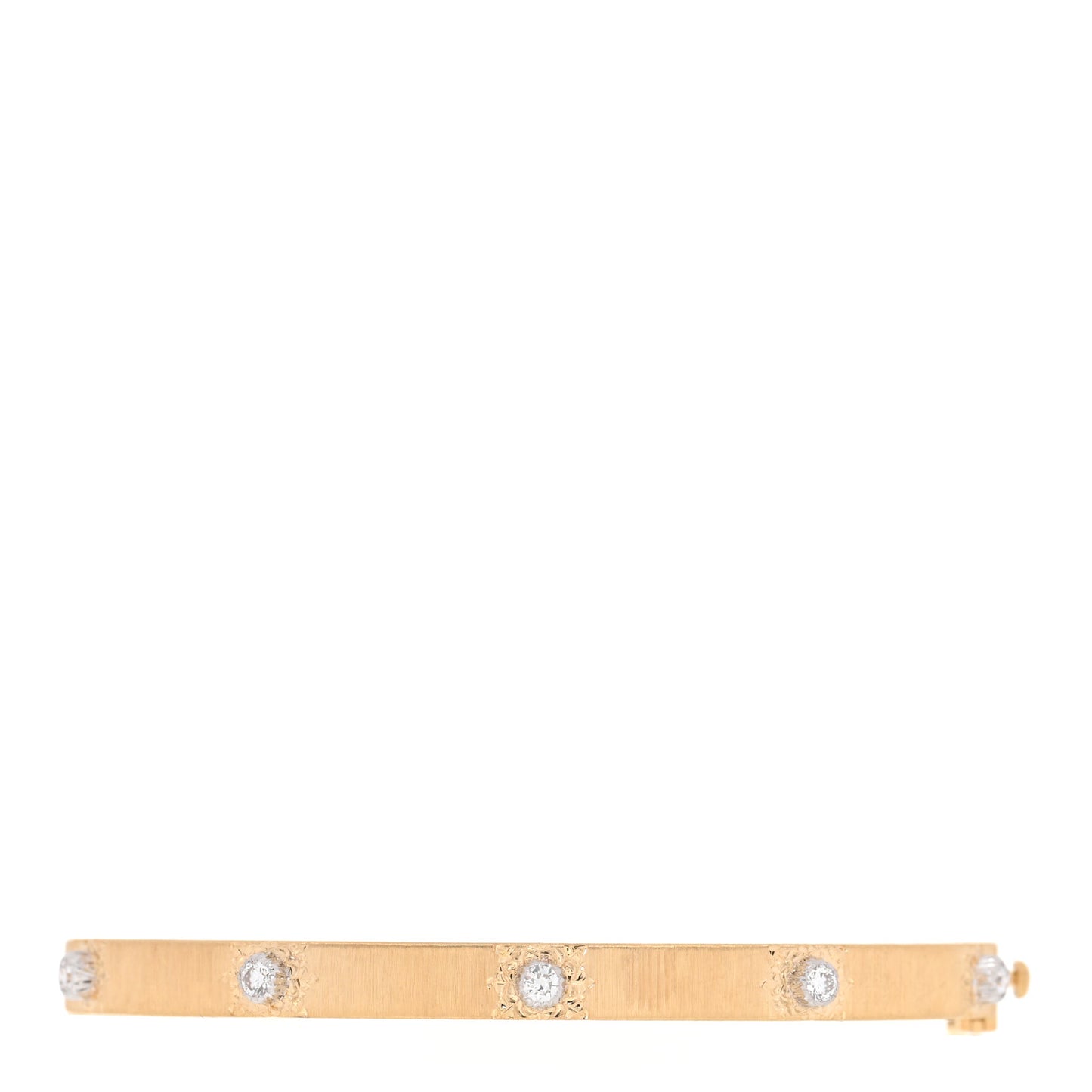 18K Yellow White Gold Diamond 5mm Macri Bangle Bracelet