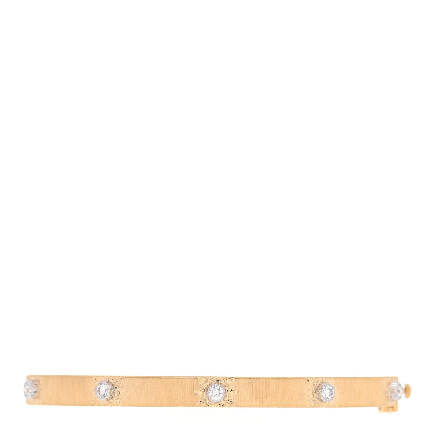 Buccellati 18K Yellow White Gold Diamond 5mm Macri Bangle Bracelet 1 of 4