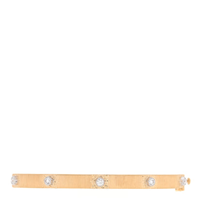 Buccellati 18K Yellow White Gold Diamond 5mm Macri Bangle Bracelet 1 of 4
